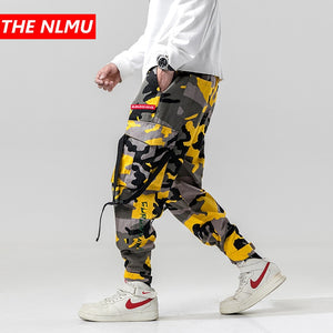 Harem Pants Camouflage Men Cargo Pant Tactical Streetwear Pant Yellow Casual Camo Trousers Multi Pocket 2019 Spring WG219