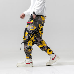 Harem Pants Camouflage Men Cargo Pant Tactical Streetwear Pant Yellow Casual Camo Trousers Multi Pocket 2019 Spring WG219