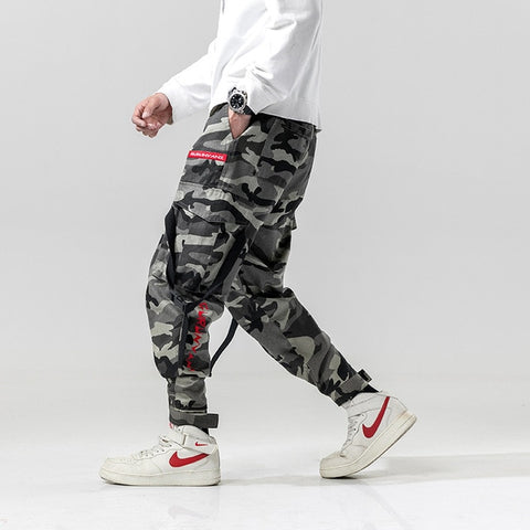 Harem Pants Camouflage Men Cargo Pant Tactical Streetwear Pant Yellow Casual Camo Trousers Multi Pocket 2019 Spring WG219