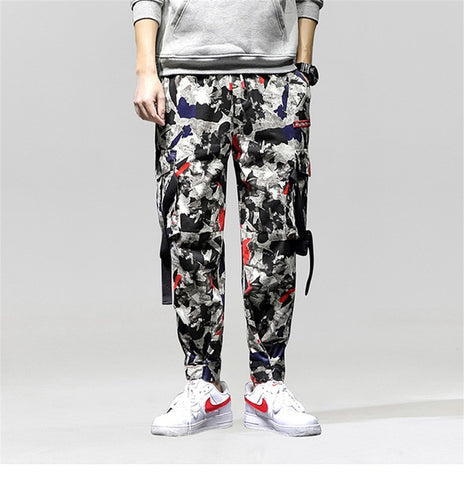 Harem Pants Camouflage Men Cargo Pant Tactical Streetwear Pant Yellow Casual Camo Trousers Multi Pocket 2019 Spring WG219