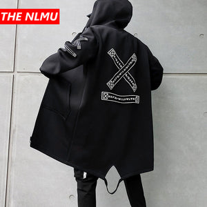 Long Jacket Men Print Fashion 2019 Spring Harajuku Windbreaker Overcoat Male Casual Outwear Hip Hop Streetwear Coats WG198