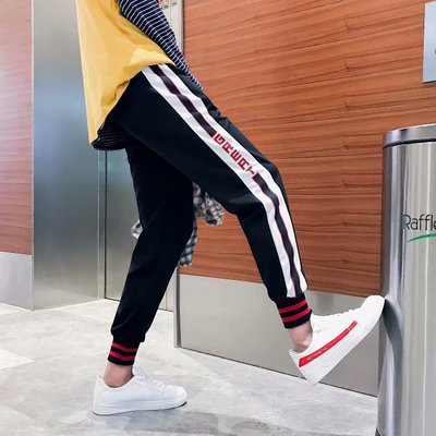 Japanese Style Hip Pop Men's Long Patchwork Reflective Track Pants Joggers Elastic Waist Side Striped Sweat Pants Trousers