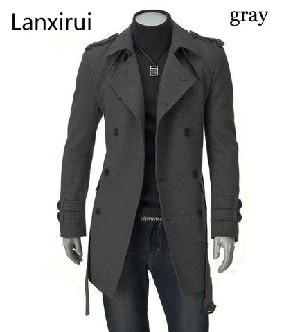 Fast Shipping 2019 New Men 'S Jackets Double Platoon Buckle Men Long Coat With Belt Double Breasted Trench Coat Dropshipping