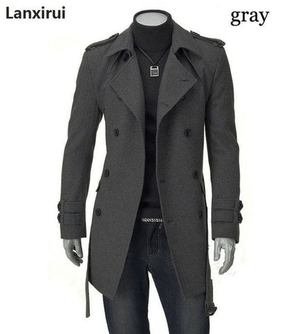 Fast Shipping 2019 New Men 'S Jackets Double Platoon Buckle Men Long Coat With Belt Double Breasted Trench Coat Dropshipping