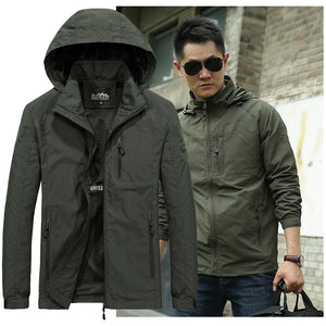 Spring Jacket Men 5XL 6XL Waterproof Hooded Male Jacket Thin Casual Sporting Coat Motorcycle Fashion Outerwear Windbreaker Men