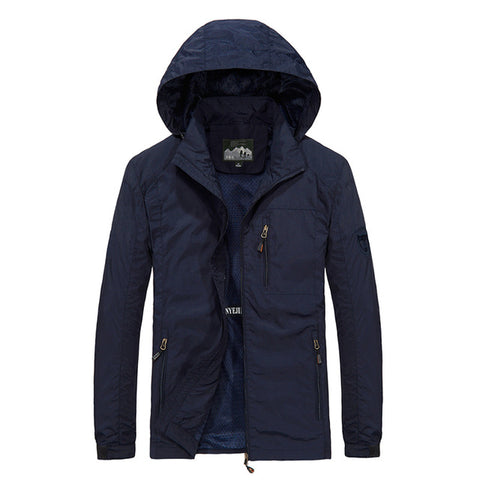 Spring Jacket Men 5XL 6XL Waterproof Hooded Male Jacket Thin Casual Sporting Coat Motorcycle Fashion Outerwear Windbreaker Men