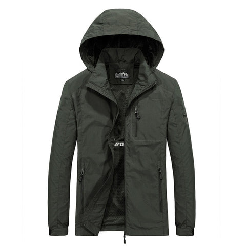 Spring Jacket Men 5XL 6XL Waterproof Hooded Male Jacket Thin Casual Sporting Coat Motorcycle Fashion Outerwear Windbreaker Men