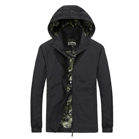 Spring Jacket Men 5XL 6XL Waterproof Hooded Male Jacket Thin Casual Sporting Coat Motorcycle Fashion Outerwear Windbreaker Men