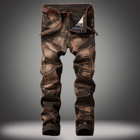 New Brand Mens Snow Designer Fashion Slim Skinny Moto Biker Casual Jeans Straight Motorcycle Jeans Men Destroyed Denim Trousers