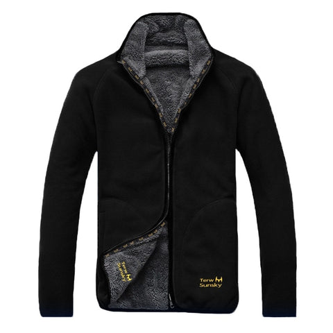 Winter Warm Polar Coral Fleece Men's Jacket Snowimage Windproof Thick Thermal Reversible Coat Male Plus Size Outerwear Clothes
