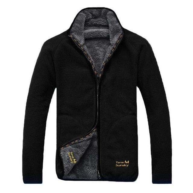 Winter Warm Polar Coral Fleece Men's Jacket Snowimage Windproof Thick Thermal Reversible Coat Male Plus Size Outerwear Clothes