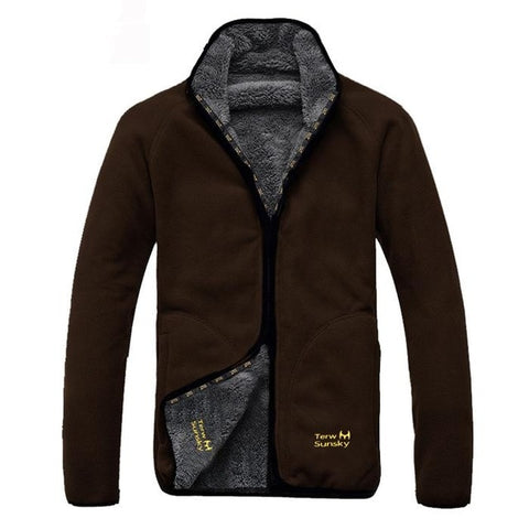 Winter Warm Polar Coral Fleece Men's Jacket Snowimage Windproof Thick Thermal Reversible Coat Male Plus Size Outerwear Clothes