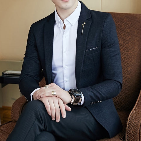 Spring Men's Striped Blazer Fashion Business Slim Men's Wedding Jacket, Large Size Banquet Wedding Party Club Dress Men's Wear