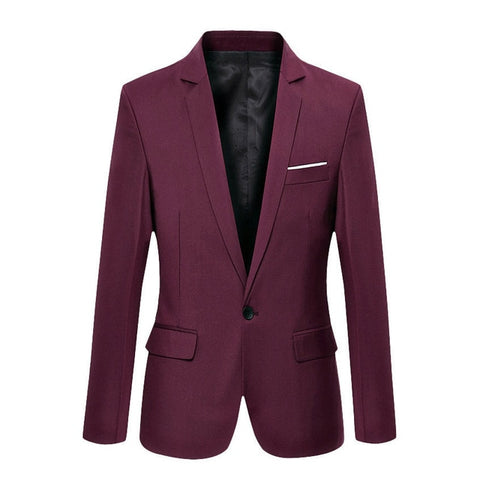 3XL Plus Size Korean Style Mens blazer slim fit cotton Suit Jacket black blue Male blazers Men's coat Work Wedding Wear