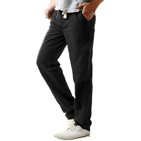 2019 Summer Men's Casual Slim Strandhosen Linen Hose Pant Solid Trousers 3XL joggers streetwear pantalones hombre