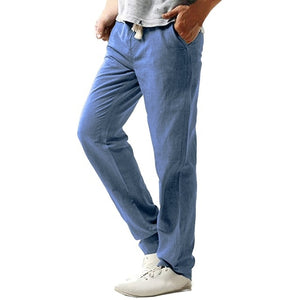 2019 Summer Men's Casual Slim Strandhosen Linen Hose Pant Solid Trousers 3XL joggers streetwear pantalones hombre