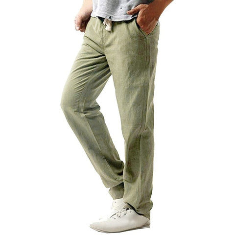 2019 Summer Men's Casual Slim Strandhosen Linen Hose Pant Solid Trousers 3XL joggers streetwear pantalones hombre
