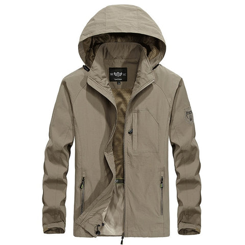 Spring Jacket Men 5XL 6XL Waterproof Hooded Male Jacket Thin Casual Sporting Coat Motorcycle Fashion Outerwear Windbreaker Men