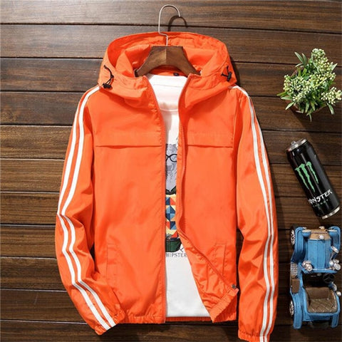 Windbreaker Jacket Men 2019 Autumn Fashion Striped Jacket Men/Women Hooded Casual Jackets Male Jacket Coat Men Thin Coat Outwear
