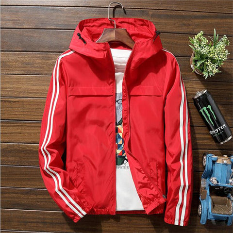 Windbreaker Jacket Men 2019 Autumn Fashion Striped Jacket Men/Women Hooded Casual Jackets Male Jacket Coat Men Thin Coat Outwear