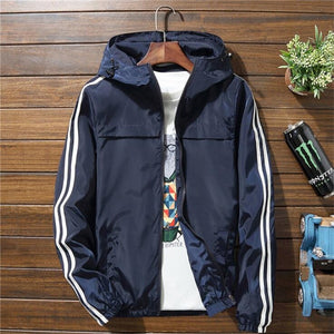 Windbreaker Jacket Men 2019 Autumn Fashion Striped Jacket Men/Women Hooded Casual Jackets Male Jacket Coat Men Thin Coat Outwear