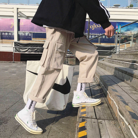 Fashion Vintage Joggers Pants 2019 Mens Streetwear Cargo Pants Male Hip hop Plaid Pants High Street Japan Spring Trousers Males