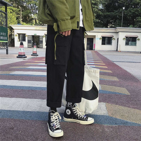 Fashion Vintage Joggers Pants 2019 Mens Streetwear Cargo Pants Male Hip hop Plaid Pants High Street Japan Spring Trousers Males
