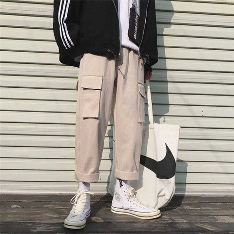 Fashion Vintage Joggers Pants 2019 Mens Streetwear Cargo Pants Male Hip hop Plaid Pants High Street Japan Spring Trousers Males