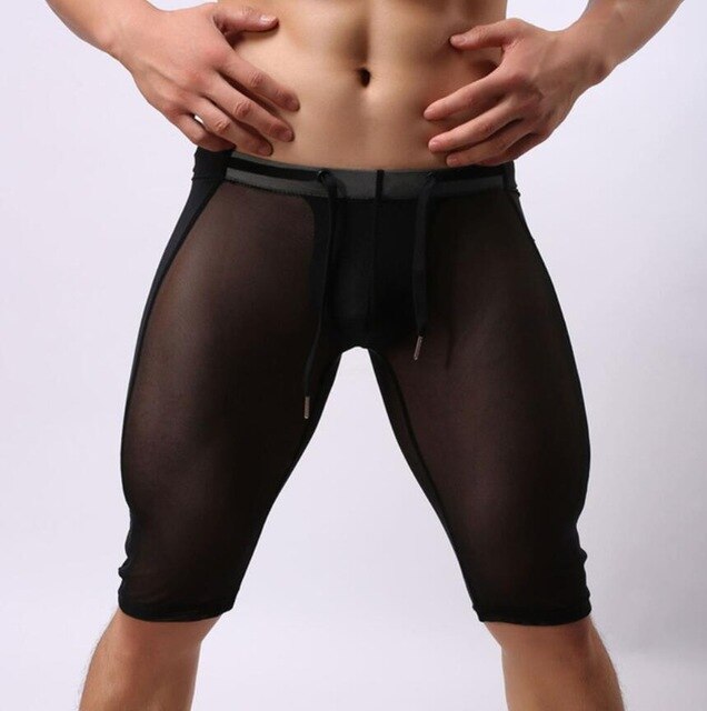 BRAVE PERSON Men's Sexy Transparent Beach Wear Shorts Man Board Shorts Multifunctional Knee-length Tights for Men Trunks Shorts