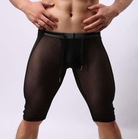 BRAVE PERSON Men's Sexy Transparent Beach Wear Shorts Man Board Shorts Multifunctional Knee-length Tights for Men Trunks Shorts