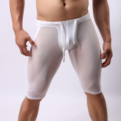 BRAVE PERSON Men's Sexy Transparent Beach Wear Shorts Man Board Shorts Multifunctional Knee-length Tights for Men Trunks Shorts