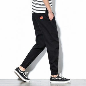 Spring Mens Cargo Pants Cotton Comfortable Solid Pencil Pants Drawstring Black Navy Khaki Casual Joggers Men Pants BINHIIRO 2019