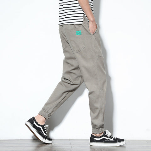 Spring Mens Cargo Pants Cotton Comfortable Solid Pencil Pants Drawstring Black Navy Khaki Casual Joggers Men Pants BINHIIRO 2019