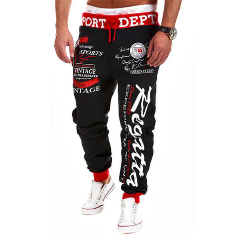 New 2019 Casual Joggers Letter Printed Pants Men Cotton Elastic Long Trousers Low Waist Lace Up Cargo Pencil Pants Men Leggings