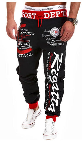 New 2019 Casual Joggers Letter Printed Pants Men Cotton Elastic Long Trousers Low Waist Lace Up Cargo Pencil Pants Men Leggings