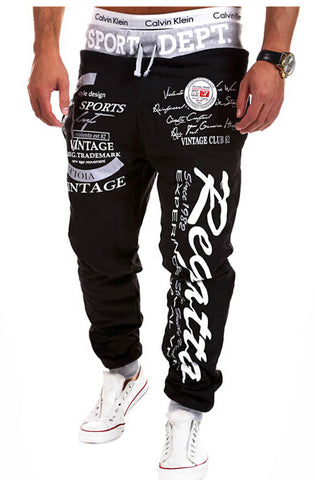 New 2019 Casual Joggers Letter Printed Pants Men Cotton Elastic Long Trousers Low Waist Lace Up Cargo Pencil Pants Men Leggings